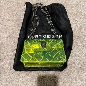 Kurt Geiger neon yellow MINI KENSINGTON BAG